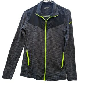 Nike Full Zip Athletic Jacket Medium Gray Green Running Training